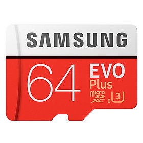 Thẻ Nhớ Micro SD Samsung Evo Plus 64GB Class 10 - 100MB/s (Kèm Adapter) - Hàng Chính Hãng