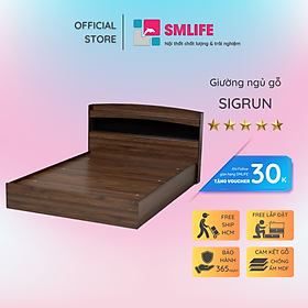 Giường ngủ gỗ hiện đại SMLIFE Sigrun | Gỗ MDF dày 17mm chống ẩm | D226xR164xC100cm