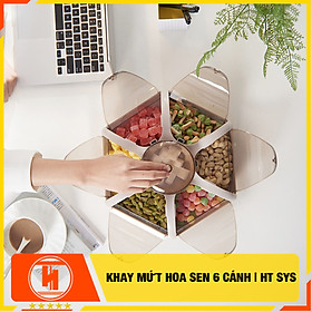 Khay mứt tết HT SYS -Thiết kế dạng hoa sen 6 cánh - Dạng nhấn nút - Chất liệu nhựa ABS và PP cao cấp