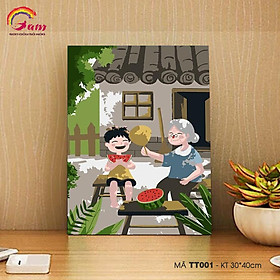 Mua Tranh sơn dầu số hóa tự tô màu Gam TT001 30x40cm căng sẵn khung