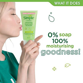 Sữa Rửa Mặt Simple Dạng Gel Dịu Nhẹ Cho Da Nhạy Cảm Kind To Skin Refreshing Facial Wash 150ml- Tặng Kèm Cột Tóc Nơ BERAV Handmade Annie Ribbon Giao Màu Ngẫu Nhiên