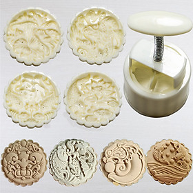 Mua Bộ Khuôn Lò Xo Làm Bánh Trung Thu 4 Mặt 125-150-180gr Cá Chép Hóa Rồng