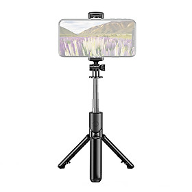 Mini 5-Section Extendable Selfie Stick Integrated with Tabletop Tripod with BT Remote Control Compatible with iPhone