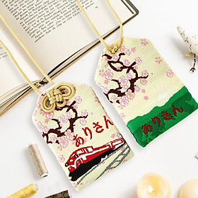 Túi gấm Omamori tình đầu nở hoa có kèm túi chống nước Túi Phước May Mắn dây treo trang trí