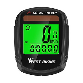 Solar Energy Wireless Bicycle Computer Odometer LCD Backlight Speedometer