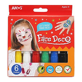 Bộ vẽ mặt nhập khẩu Hàn Quốc AMOS Face Deco Hộp 6 màu FD5P6