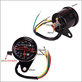 Motorcycle Dual Odometer KMH Speedometer Gauge LED Backlight 12V Indicator Light (Head Lamp, Neutral Lamp, Turn Signal Light) - Chrome