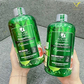 Cặp Dầu Gội Xả Bưởi AILISE Kích Thíc Mọc Tóc 850ml x2, Dầu Gội Bưởi Siêu Mềm Mượt