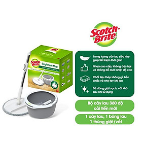 Bộ cây lau nhà 360 độ Scotch - Brite 3M Thế hệ mới, chất lượng cao cấp, nhỏ gọn, bông lau microfiber lấy sạch bụi bẩn