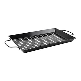 Camping Grill Topper BBQ Grilling Pans Non-Stick Barbecue Trays with Handles for Meat, Vegetables, and Seafood Food Cooking