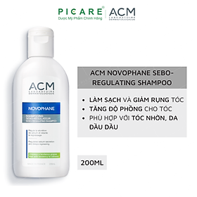 Hình ảnh Dầu Gội Làm Sạch Da Đầu, Chăm Sóc Tóc Cho Da Đầu Nhờn ACM Novophane Sebo-Regulating Shampoo 200ml