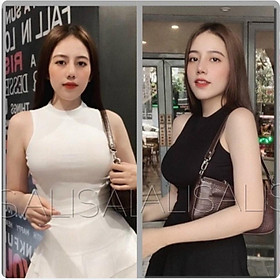 Áo Croptop Thun Gân Nữ 3 Lỗ Kiểu Trơn Sát Nách Cổ Lọ Áo Thun Gân Crop Top Crt Cổ Cao Không Tay Dáng Ôm Body Giá Rẻ Đen