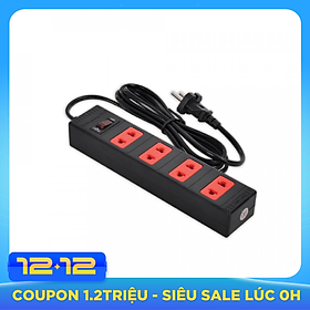 Ổ cắm Điện Quang ECO ĐQ ESK 2BR 42 ECO (4 lỗ 2 chấu, dây dài 2m màu đen đỏ )