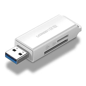 Đầu đọc thẻ nhớ USB 3.0 sang SD TF cao cấp Ugreen 104BK40753CM Màu Trắng hàng chính hãng