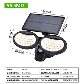 Mua Đèn LED năng lượng mặt trời 2 đầu cảm biến chuyển động 130/108/78/56 chống thấm nước 3 chế độ