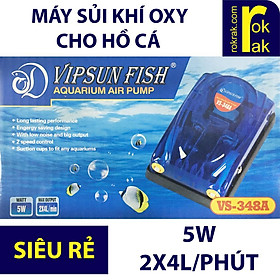 Máy sục khí oxy 2 vòi 5W VIPSUN VS-348A vs348 348 cho bể cá