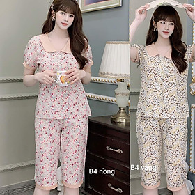 Set bộ lụa Bảo Kim bông hoa nhí phối cổ vest xịn xò duyên dáng
