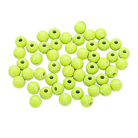 50pcs Tennis Acrylic Loose Large Hole Spacer Beads Charms for Kids Craft