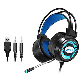 Hình ảnh Tai nghe gaming có Mic, LED AMOI PC68, Tai nghe chuyên game, Tai nghe siêu bass jack 3.5 cổng USB dùng cho PC/Laptop-Hàng chính hãng