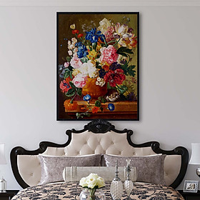 Tranh canvas treo tường bình hoa hồng đẹp - BH014