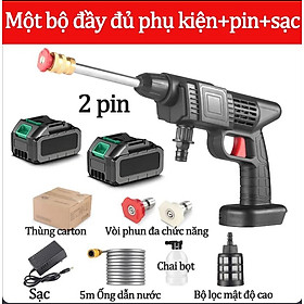 Máy Rửa Xe Cầm Tay Mini 48V, Máy Xịt Rửa Tăng Áp, Công Suất 400W, 2 Pin Dùng Tại Nhà Tiện Lợi