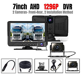 Camera Hành Trình Xe Tải 2 Mắt GT7 24V FHD 1296P 128GB MH IPS 7 Inch Camera Sau 4K Ghi Hình Cùng Lúc Trước Và Sau Xe