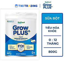 Sữa bột Nutifood Sweden GrowPLUS+ Tiêu Hóa (Xanh Nhạt) 0+ - Tiêu hóa khỏe, tăng cân (Lon 800g)
