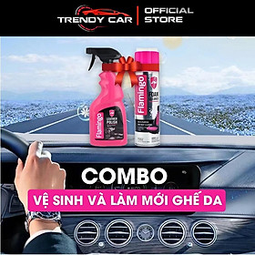 Combo chăm sóc ghế da sofa tại nhà, tẩy sạch vệ sinh và dưỡng bóng ghế da như mới Flamingo dành cho ô tô và ghế gia đình