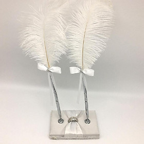 Wedding Signing Pen Feather Pen with Double Holders Wedding Signature Pen Set Decoration Supplies for Guest Book