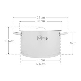 Nồi inox 304 Fivestar 3 đáy - quai oval - nắp inox - sử dụng bếp từ ( 16cm / 20cm / 24cm )