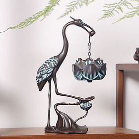 Mua LƯ XÔNG TRẦM HẠC TIÊN NGẬM HOA SEN PHONG THUỶ BẰNG ĐỒNG