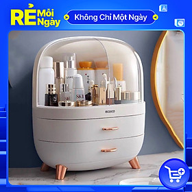 Kệ Đựng Mỹ Phẩm Để Bàn 3 Ngăn, Tủ Đựng Mỹ Phẩm, Đồ Trang Điểm Có Nắp Đậy - Hàng Chính Hãng