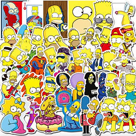 Set 100 Sticker chủ đề Simpson hoạt hình, dán Điện thoại, Laptop, Vali, Mũ bảo hiểm, Xe máy