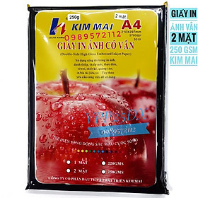 Giấy in ảnh vân 2 mặt A4 kim mai định lượng 250gsm.