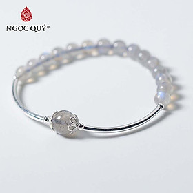 Vòng tay đá xà cừ phối charm bạc mệnh thủy, kim- Ngọc Quý Gemstones