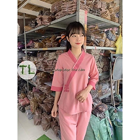 Đồ lam đi chùa 3 nút kate cao cấp