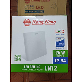 Combo 02 cái đèn led ốp trần 24W  Rạng Đông -Kiểu tràn viền - Loại vuông