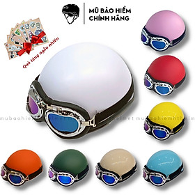 Mũ bảo hiểm nửa đầu chuyên phượt HT HELMET HP01, nón bảo hiểm nhiều màu sắc kèm kính phi công, UV thời trang, cá tính - Hàng chính hãng