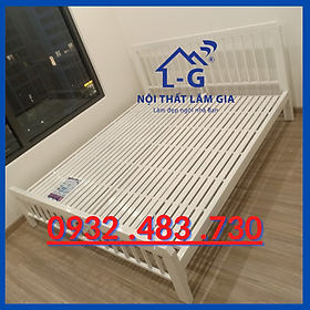 Mua Giường sắt hộp vuông sọc trắng cao cấp rộng 1m4x2m