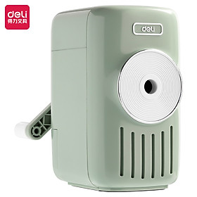 Gọt chì quay tay, chuốt bút chì màu pastel Deli nhỏ gọn sắc bén tiện lợi dễ thương an toàn, đáy chống trượt chất lượng