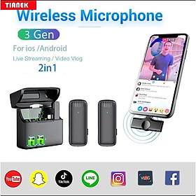 Bộ micro ko dây Tianke mini có hộp sạc thích hợp cho ĐT táo tablet táo Cáp sạc Android OTG thiết bị type C