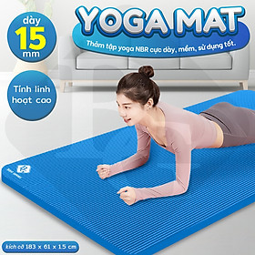 BG Thảm tập Yoga,GYM chuyên dụng dày 15mm NBR nguyên khối, độ đài hồi tốt, chống lún, Chống trơn trượt, độ bám cao, ngăn ngừa hôi và ẩm mốc (hàng nhập khẩu)