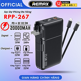 Mua Pin sạc dự phòng Remax 20000mAh đa năng kèm cáp TypeC & Iight-ning(iP) - Kiêm củ sạc Remax -RPP 267 Hàng Chính Hãng Remax