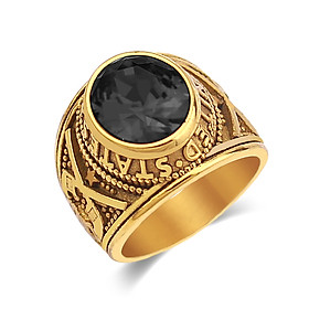 Nhẫn nam kiểu nhẫn mỹ inox mạ vàng trangsucpt đá đen thép không gỉ PTNNA220