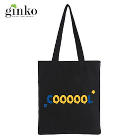 Túi Tote Vải Canvas Ginko kiểu basic có dây kéo khóa miệng túi đựng vừa laptop 14 inch và nhiều đồ dùng khác Phong Cách ulzzang Hàn Quốc In Hình CooooL B31