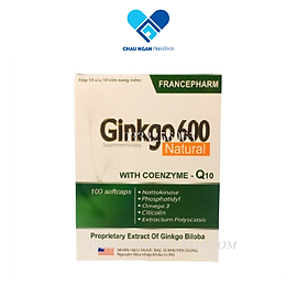 Ginkgo 600Mg Natural tăng cường hoạt huyết dưỡng não - Hộp 100 viên