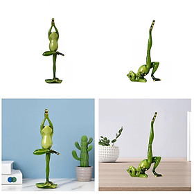 2x Funny Resin Animal Yoga Frog Figurine Statue for Home Outdoor Decor