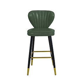 Hình ảnh Ghế quầy bar xoay lưng cao hình vỏ sò bọc nệm PU sáp bóng có gác chân mạ vàng cho nhà hàng ,quán bar , quầy đảo bếp sang trọng / Bar chairs / Kitchen chair / Luxury stools / dining chairs CB LOUIS 5C-P TpHCM