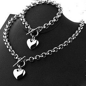 Combo dây chuyền vòng cổ và vòng tay trái tim khoá OT độc đáo