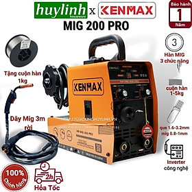 Máy hàn Mig Không dùng khí KENMAX - SASUKE MIG 200 PRO - DÂY MIG RỜI 3M - CUỘN DÂY 1KG - 5KG